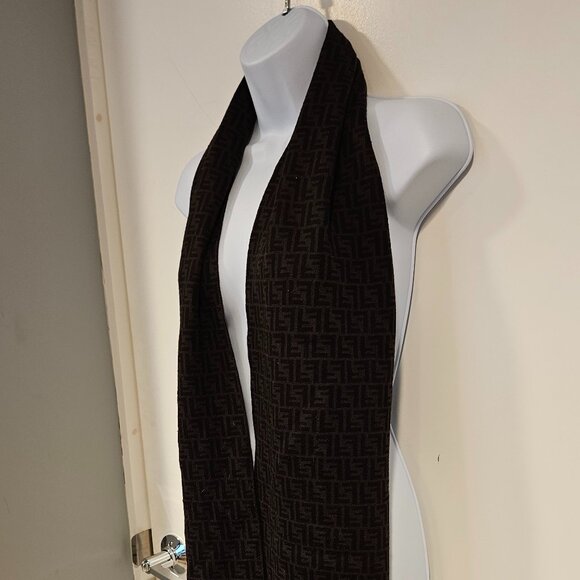 Fendi Wool Scarf, Brown & Black,  Classic Style - Picture 5 of 8